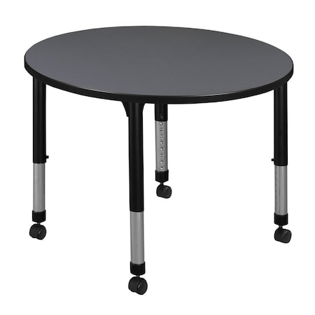 Regency Round Mobile Tables, 42 W, 42 L, 23-34 H, Wood, Metal, Grey TB42RNDGYAPCBK